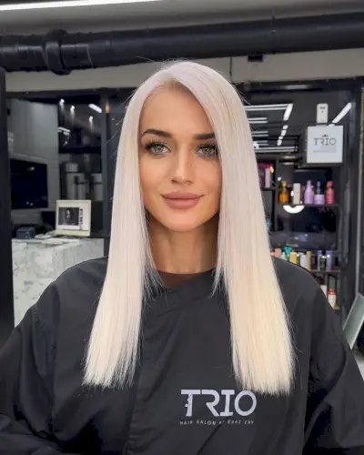 White-Blonde Straight Hair on Heart-Shaped Faces