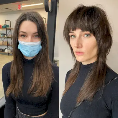 Wolf Shag Haircut with Heavy Bangs