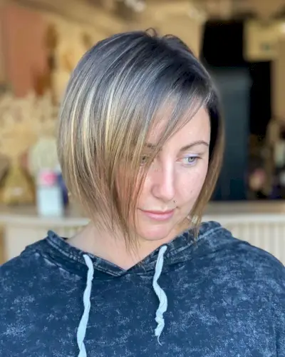 Chin-Length Round Bob on Sleek, Thin Hair