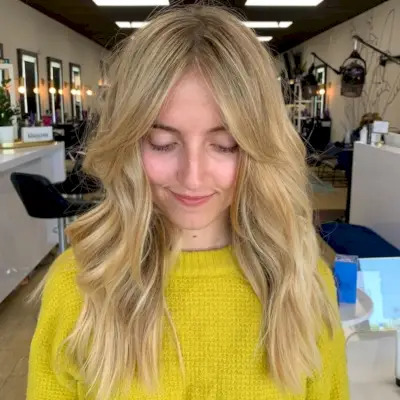 Curtain bangs for straighter wavy hair