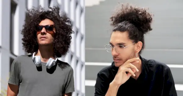 Man Bun med krøllete hår