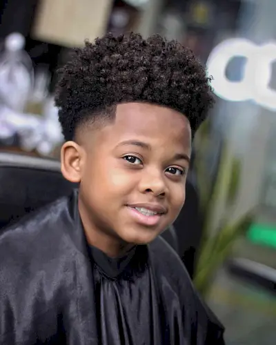 Fresh Afro with a Line-Up Fade for Little Black Boys