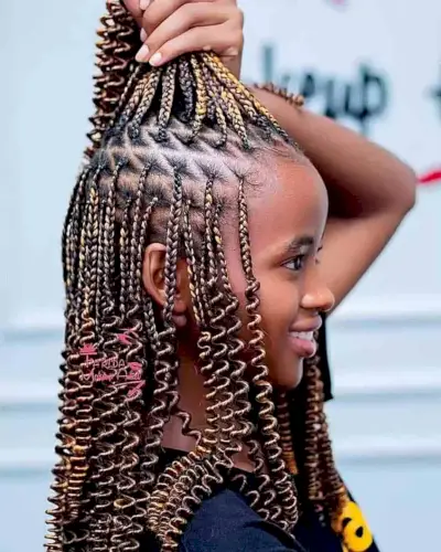 Knotless Braids with Diamond Partings for Little Black Girls