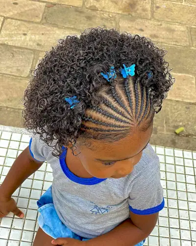 Adorable Cornrows with Curls for Little Girls
