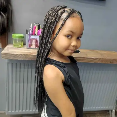 Box Braid Hairstyle for Little Black Girls