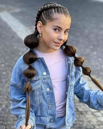 Bubble Braided Pigtails for Little Girls