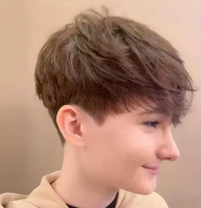 cool-dude layered cut for a long haired little boy