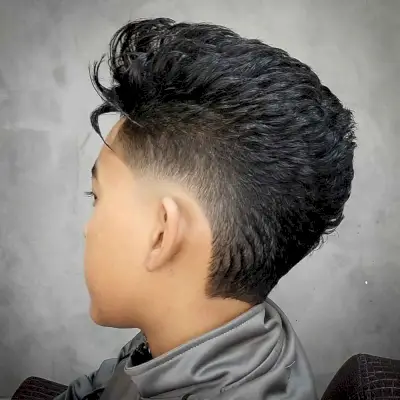mini pompadour fade cut for a little boy
