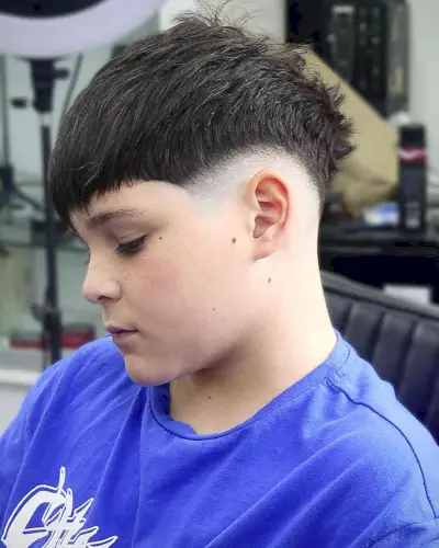 Faded Bald with Textured Bangs for Boys 