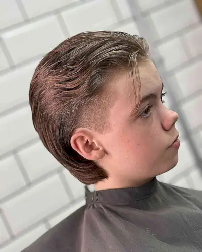 Slicked-Back Mullet Cut for Boys