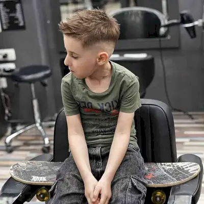 Messy Top with Bald Faded Sides for Boys