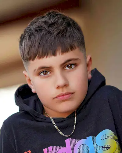 Sharp Fade with Straight Fringe for Boys 