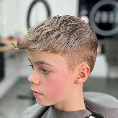 Long and Flipped Up Front for Little boys hairstyle