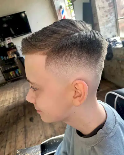 Mid Fade with a Hard Part for Boys