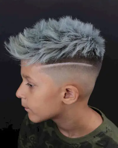 Skin Fade with Frosted Tips and Designs for Little Boys
