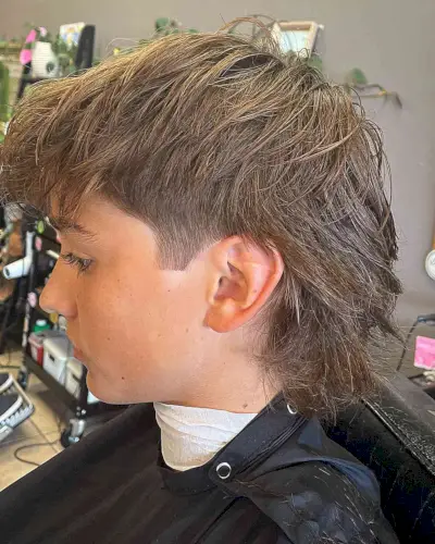 Long Mullet with Messy Bangs for Big Boys