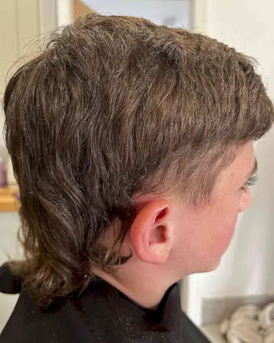 Long Brown Mullet Fade for Children