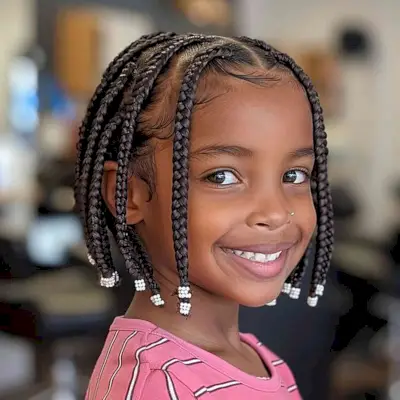 Box Braids with Beads for Kids