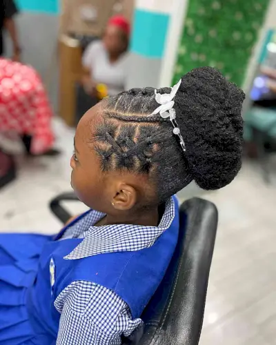 Super Cute Box Braids with a Bun for Little Girls