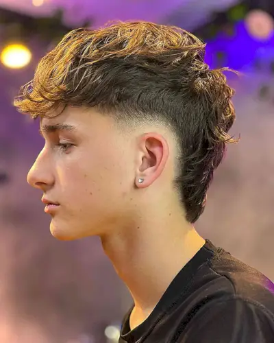 Modern Mullet with Textured Bangs for Teenage Boys
