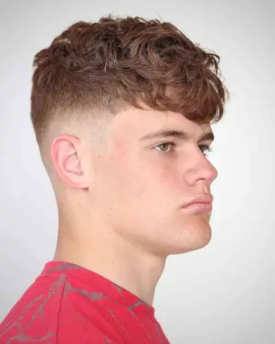 Brunette Thick Curls with Bangs for Teen Boys