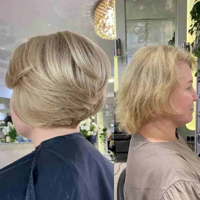 Shorter Blonde Inverted Bob with Tapered Layers