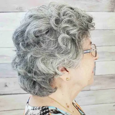 Short Layered Curled Haircut for Women Over 60