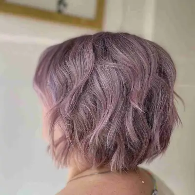 Razored Shaggy Layers on Short Purple Hair