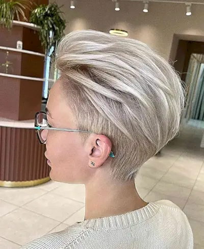 Short Slicked Back Layered Hair for Women with thick hair and a shaved nape