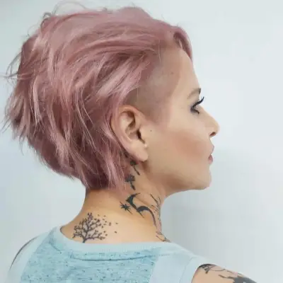 Short wavy choppy bob with undercut
