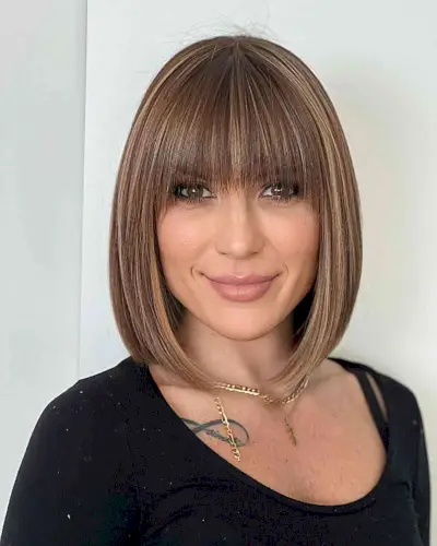 Short Straight Layered Bob with Bangs