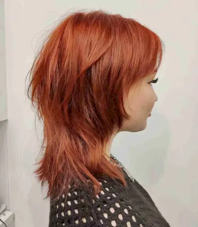 Copper Red on a Disconnected Wolf Haircut