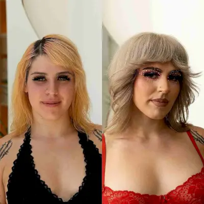 Short to Mid-Length Ash Blonde Shag with Flipped-Out Bangs