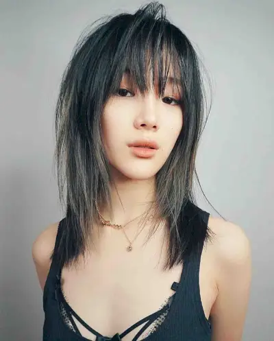 Modern Short to Medium Straight Choppy Hair with Long Layers