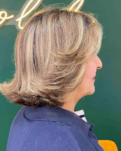 Short to Medium Bronde Bob with Layered Flipped-Up Ends