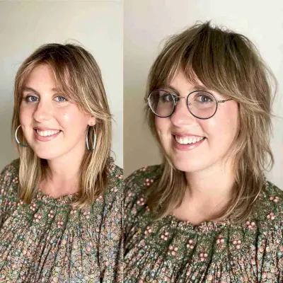 Short Razor Cut Shag with Wispy Layers and Curtain Bangs