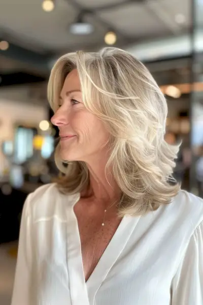 Mid-length bob with layers for older women