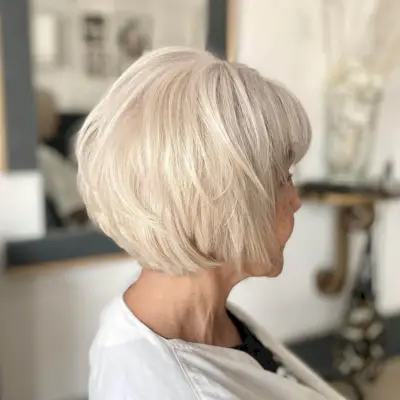 Youthful Layered Bob Hairstyle for Women Over 70