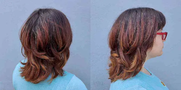 Trendy Short to Medium Feathered Razor Cut Shag with Sliced Bangs