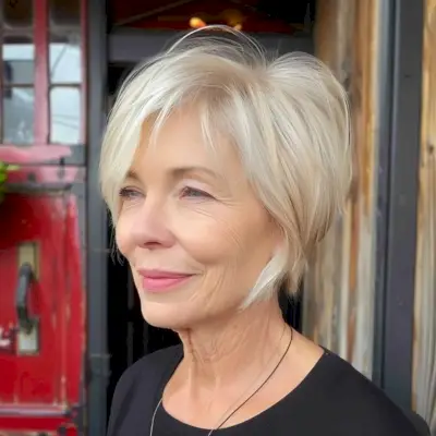 Short Pixie Bob for Older Women with Straight Hair