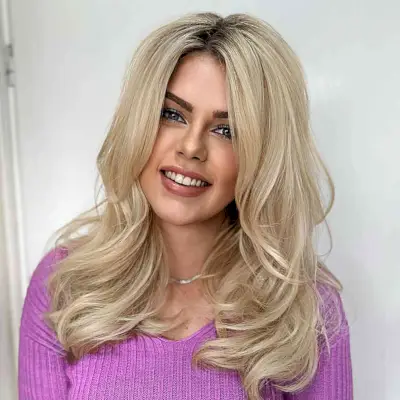 Stunning Straight Layered Hair for women with mid-length blonde hair and curled ends