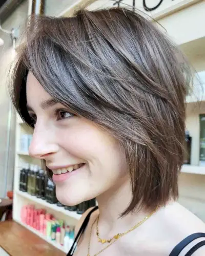 Straight Short Shag with Curtain Bangs and Layers