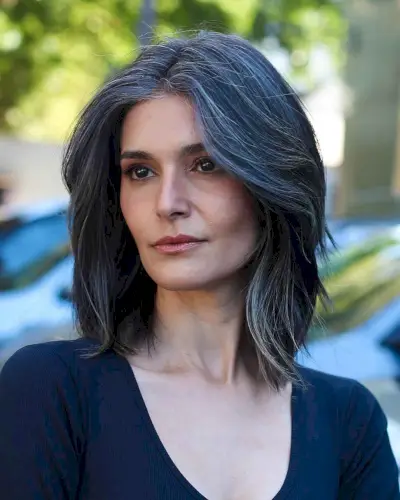 Straight Layered Long Bob for Women Over 40