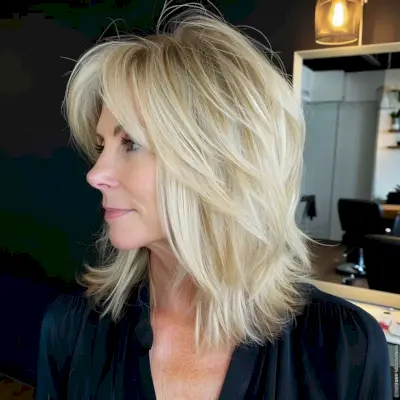 Shoulder-Length Layered Shag for Straight Hair