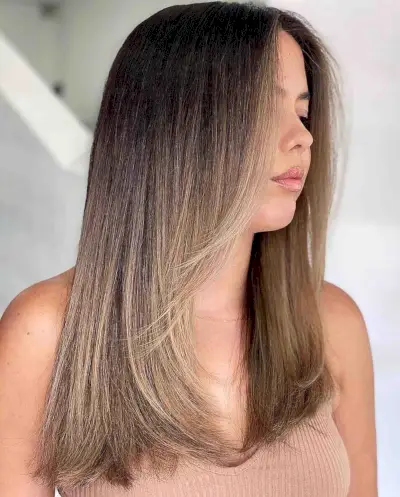 Medium-Length Straight Cut with Ombre