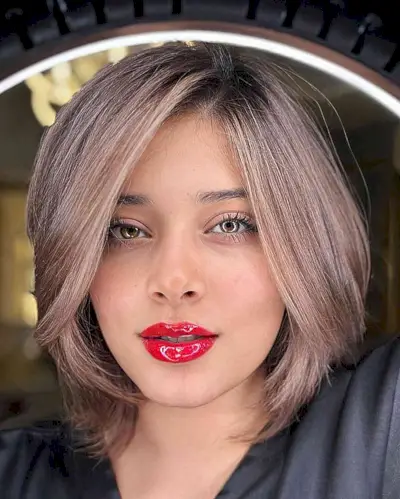 Layered Light Pink Balayage Straight Hair