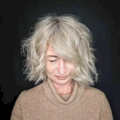 Messy Shaggy Bob for Women Over 50