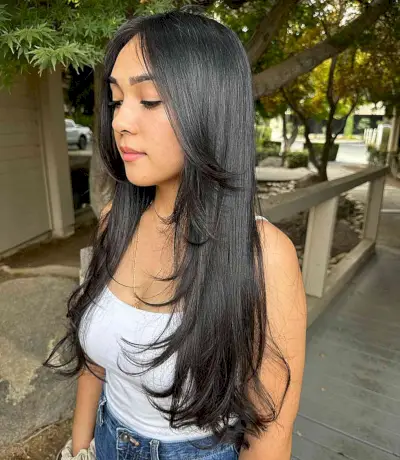 Straight Long Thin Hair with Face-Framing Layers