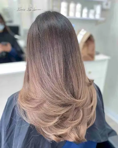 Long V-Shaped Layers on Mid-Back Hair