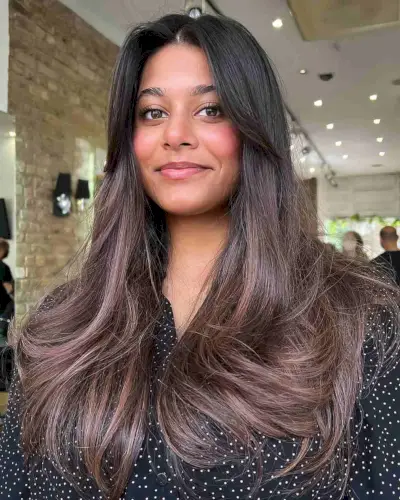 Classic Layers and Curtain Bangs for Long Hair